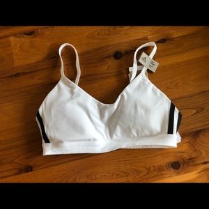 White Adidas 3 Stripe Sports Bra